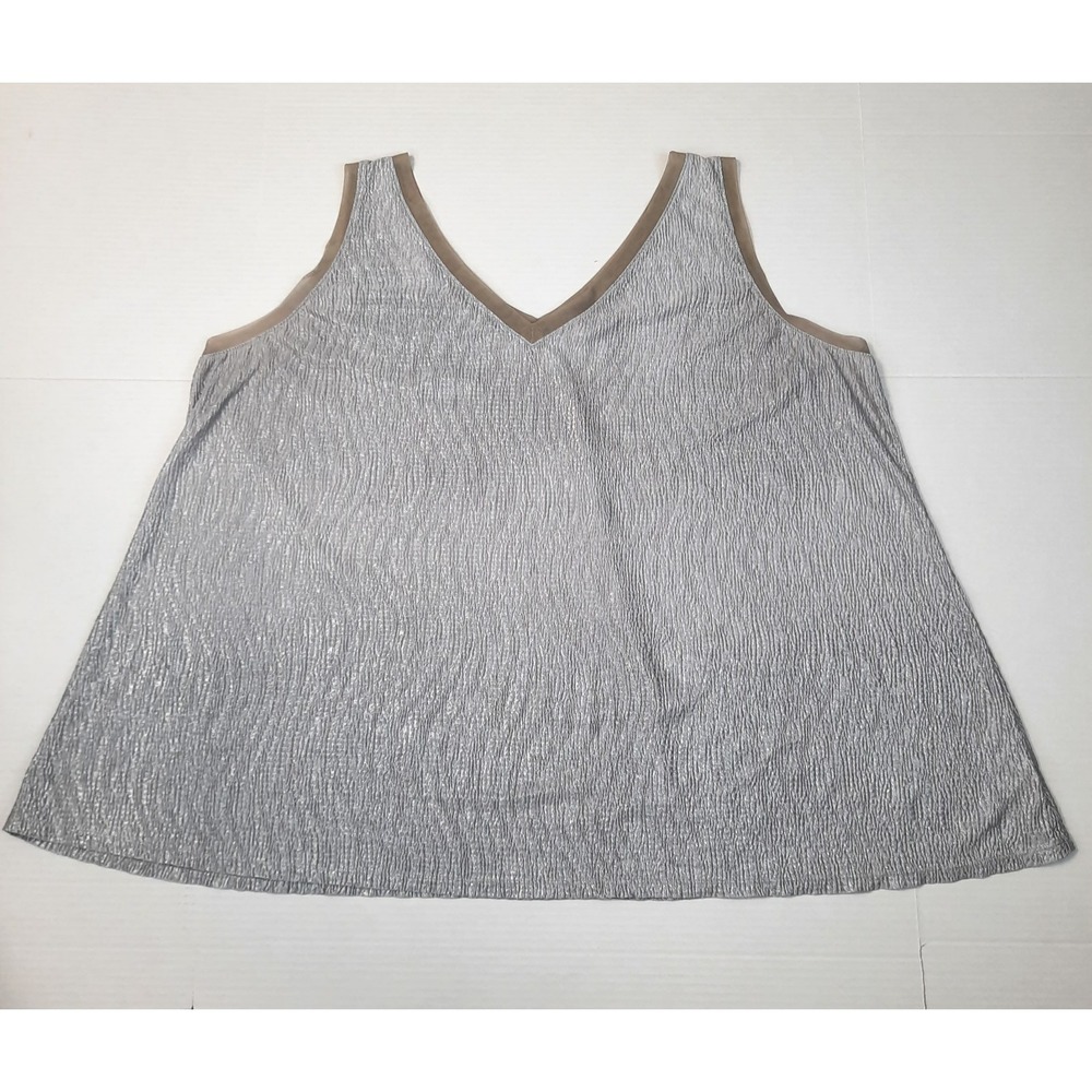Lane Bryant‎ Silver Top Womens 22/24 Shimmery Swing Tank Sleeveless Glam Party